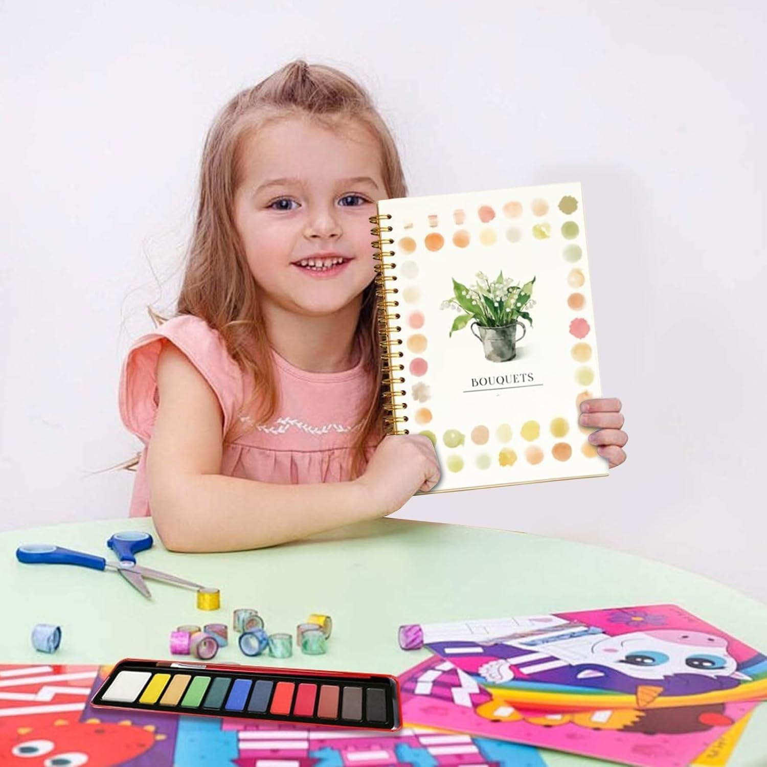 Water Colour Workbook for Adults&Beginners with 12-Color Paint Set and Brush - Premium Water Colour Painting Paper, Art Supplies Kit, Ideal Gift（Bouquets） - Garden image number 5