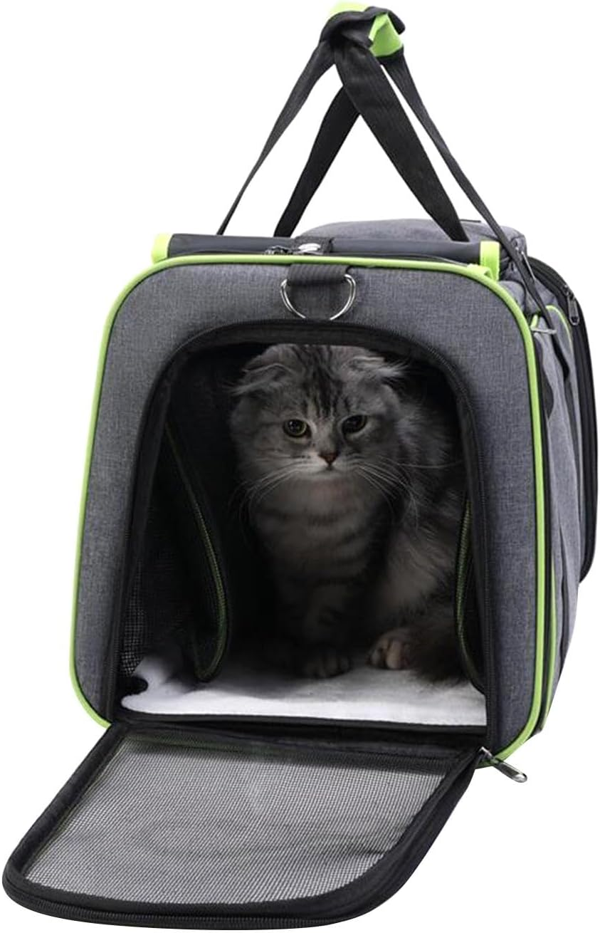 Generic Expandable Pet Carrier, Expandable Cat Carrier, Comfortable, Breathable, Waterproof, Soft Sided, Foldable for Walking, Gray Green image number 5