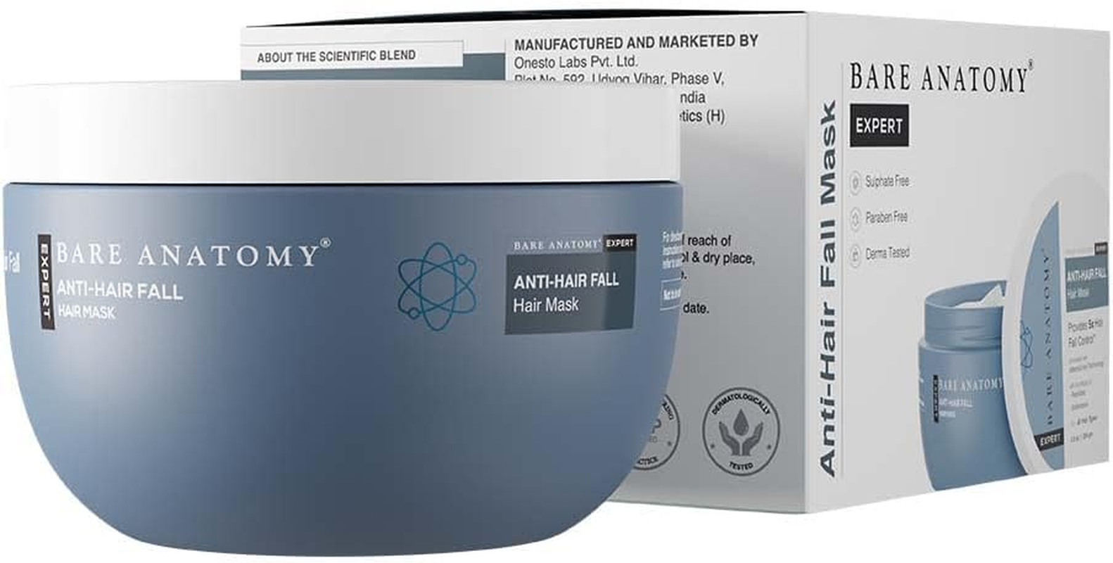 Bare Anatomy Anti-Hair Fall Mask | Provides 5X Hair Fall Control | for Hair Fall | Suitable for All Hair Types | Enriched with Adenosine and Peptides | 8.8 Floz