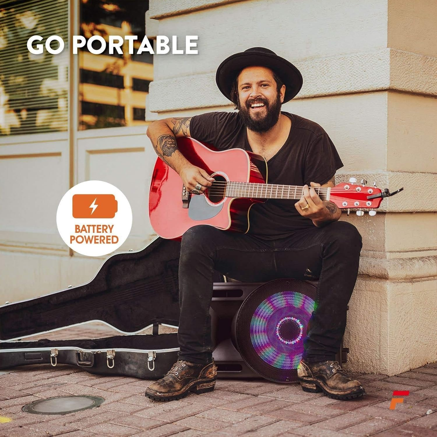 Fenton FT15LED PA Speaker Portable Led/Microphone/Remote Karaoke 15" 800W W/Battery Light Show