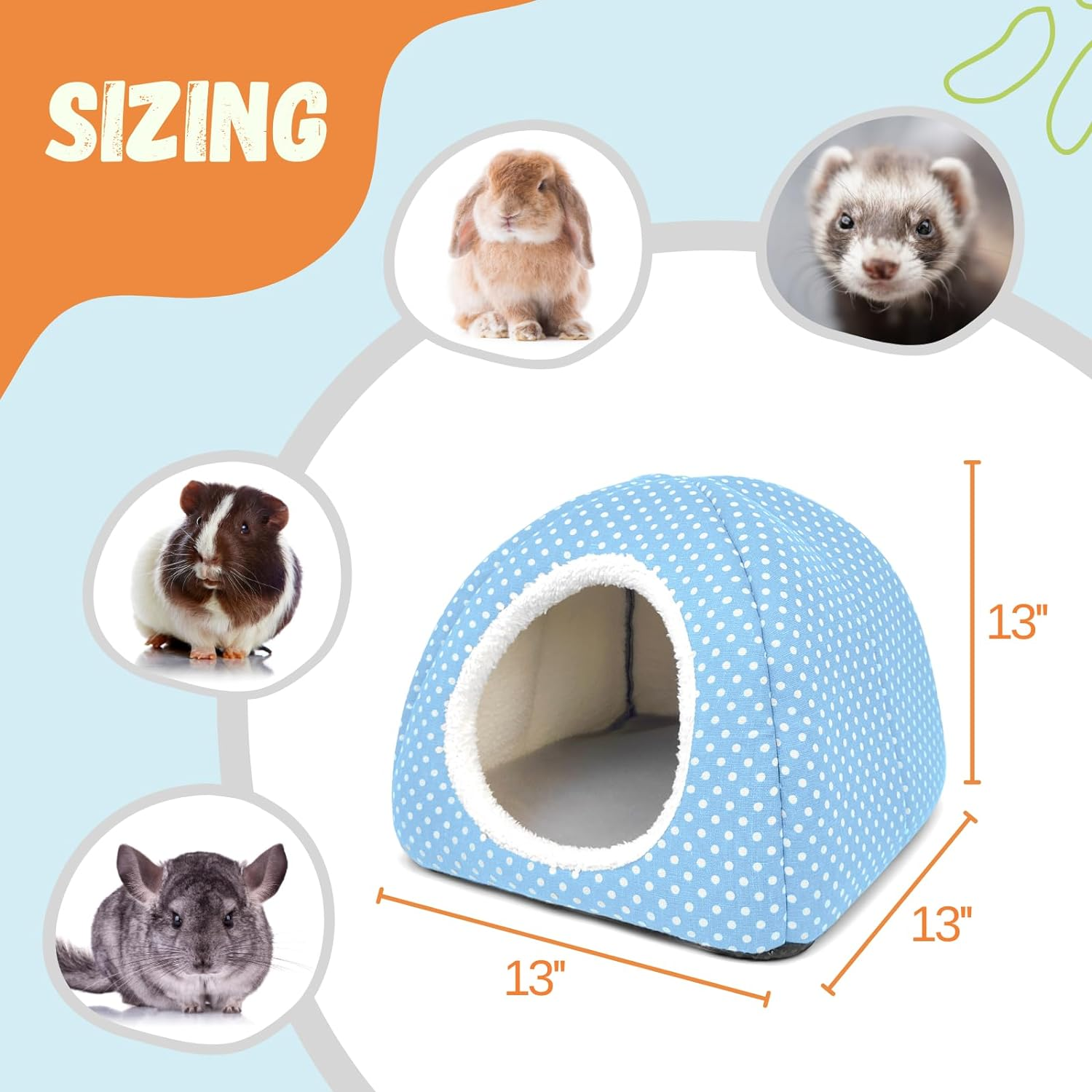 2 Pack Rabbit Hideout Large Bunny Bed Washable Rabbit House and Hideout Fleece Guinea Pig Hiding Hut for Indoor Bunnies Small Animal Hideaway image number 3