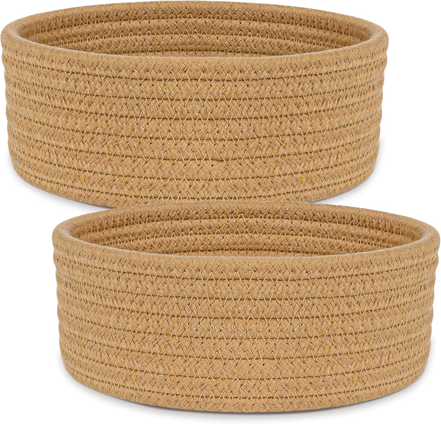 Abenkle 2 Pack Small Baskets, Cotton Rope Woven Basket, Cute Mini Tiny Storage Baskets, Decorative Boho Basket for Nursery Living Room Bedroom Montessori Shelf, Empty Gift Basket - White