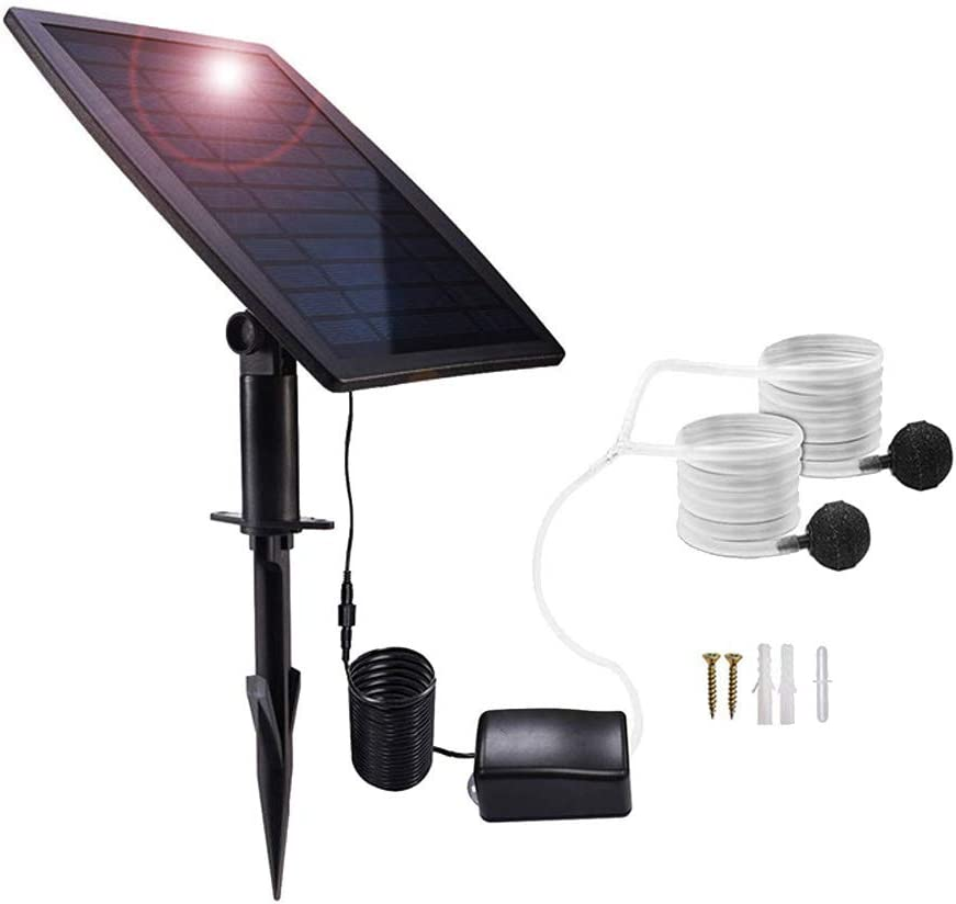 Lancoon Solar Powered Air Pump Kit, 2.5W Solar Panel, Air Pump, Air Hoses and Airing Stones for Garden Fish Tank Pool Fishing Pond image number 4
