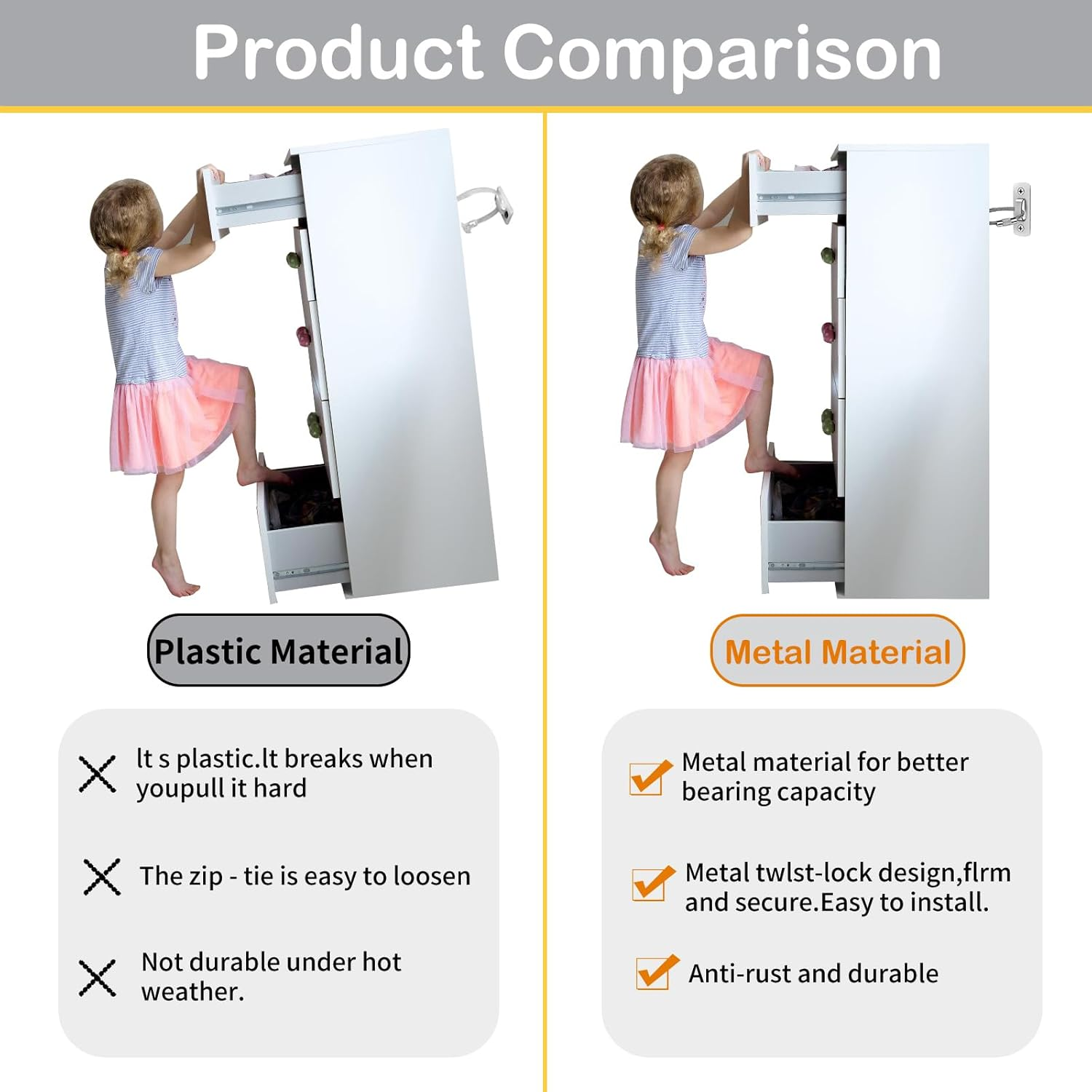 Furniture Anchors for Baby Proofing(12 Pack), 2025 Upgraded Furniture Anchors, Secure 400 Pound Wall Anchors for Furniture Prevent Falling anti Tip Earthquake Straps for Child Baby Safety image number 1