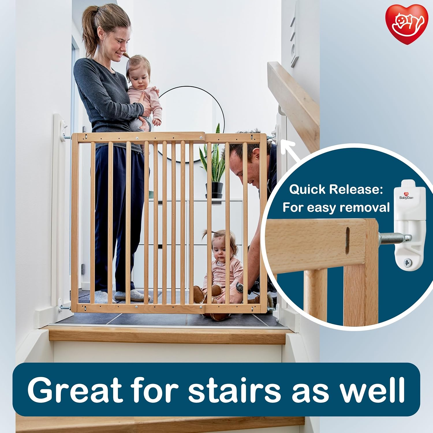 Babydan Odense, Covers Openings between 60.5-102 Cm/23.9-40.1 Inches, Extendable Stair Gate/Baby Gate/Safety Gate, Wood, Made in Denmark - (Pet Gate/Dog Gate) image number 3