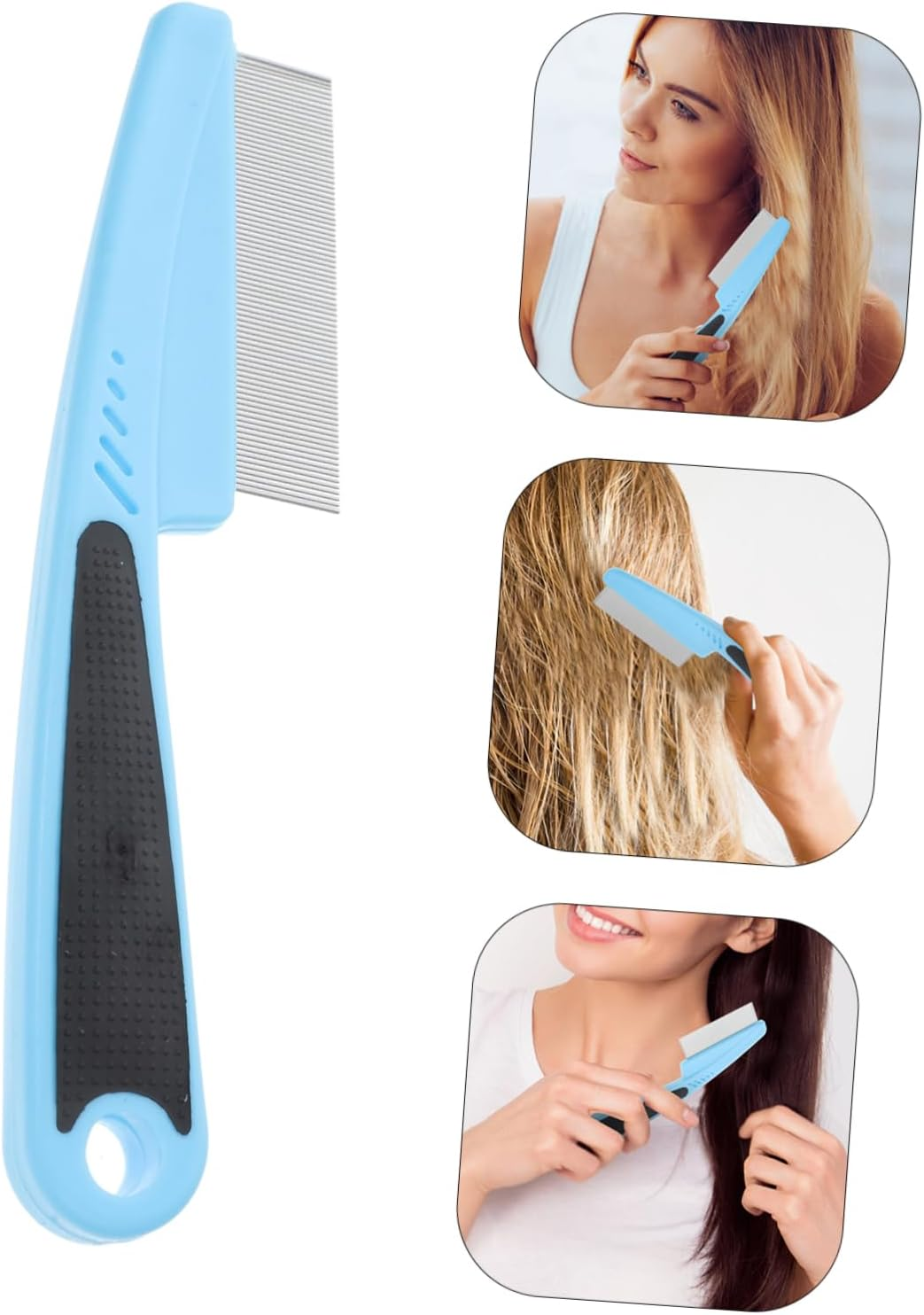 2Pcs Fine Dandruff Comb Stainless Steel Hair Picker for Pets Dandruff Versatile Grooming Tool for Curly Straight Hair image number 1