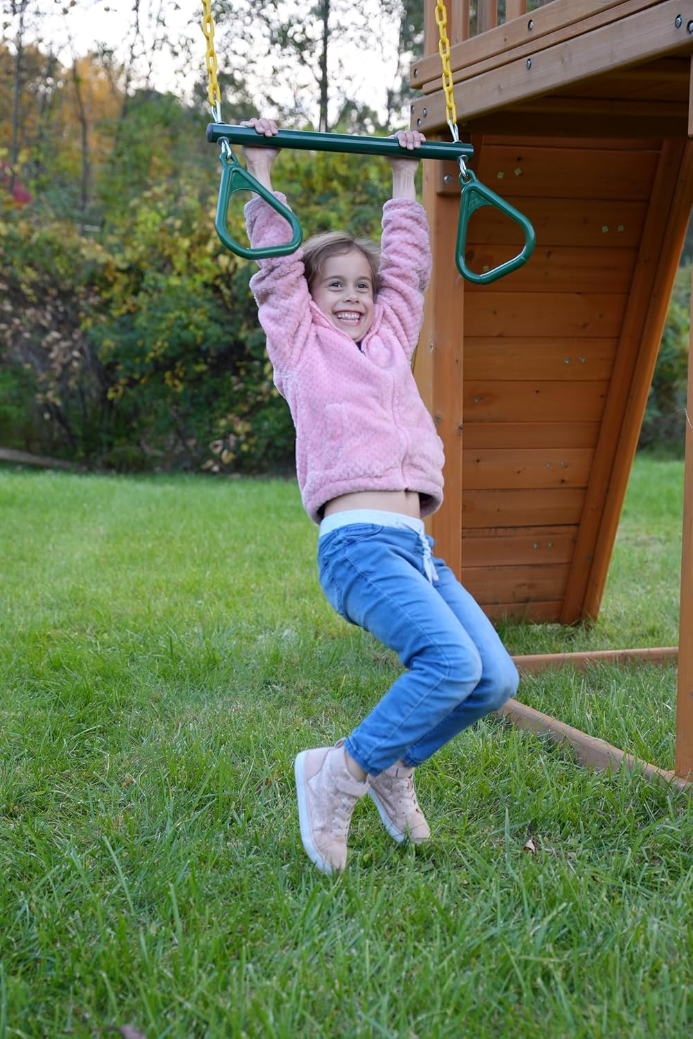 Eastern Jungle Gym Heavy-Duty Ring Trapeze Bar Combo Swing,Large 20" Trapeze Bar with Coated Swing Chains 43" Long image number 5