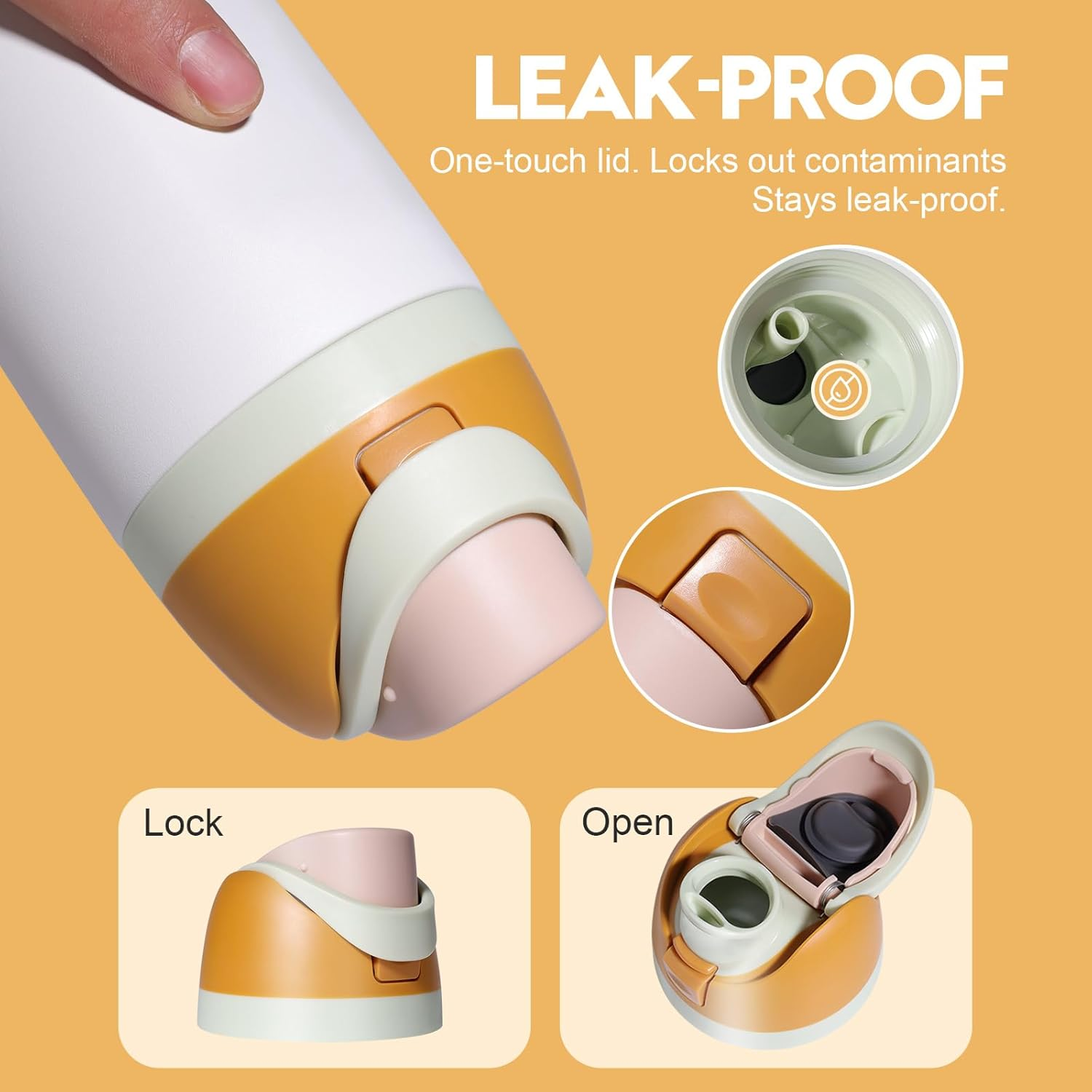 Renyqatt Replacement Lid for Owala Freesip, Compatible with Owala Cup 16Oz 24Oz 32Oz 40Oz, One Button Water Bottle Top Lid Replacement Accessory, Leakproof, Bpa-Free (Khaki) image number 2