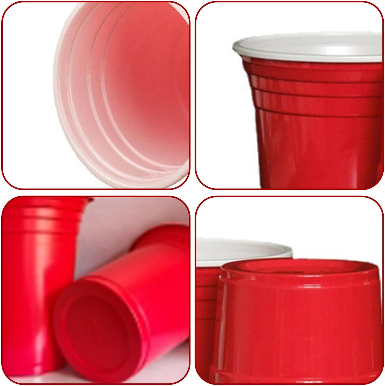 50 Pcs Party Cup Set,16Oz Red Plastic Party Cups,Party Cold Drink Cups,Repeatable Cups for New Year, Christmas, Camping, Wedding(Red) image number 2