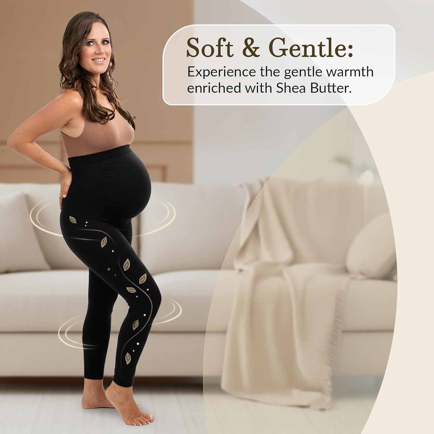 Maternity Leggings for Women - Anti-Chafing Pregnancy Tights for Women for Belly Support - Maternity Lounge Wear for New Moms image number 5