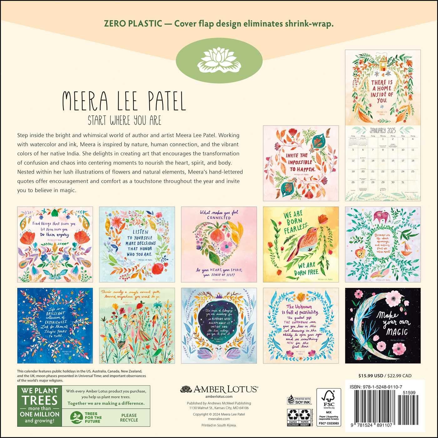 Meera Lee Patel 2025 Wall Calendar: Start Where You Are