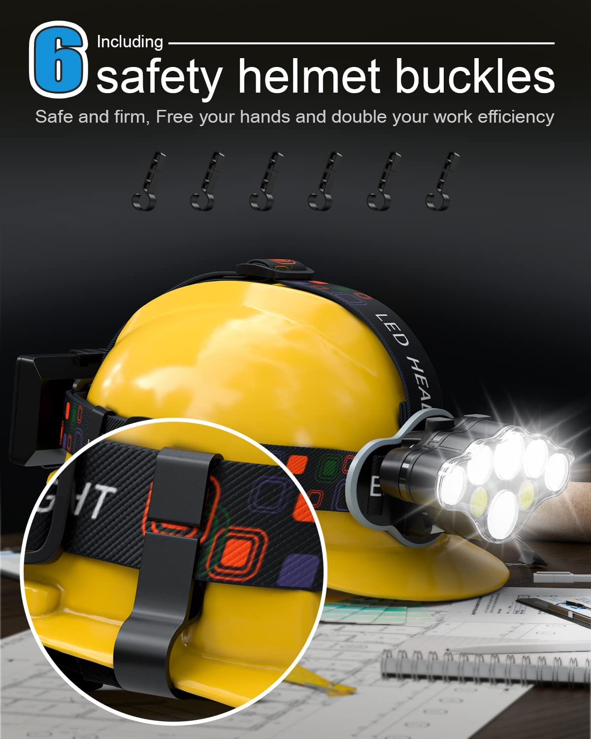 Rechargeable Headlamp, 8 LED Bright Headlamp with Red Light, IPX4 Waterproof USB Headlight, Head Lamp, 8 Modes for Outdoor Running Hunting Hiking Camping Gear image number 5