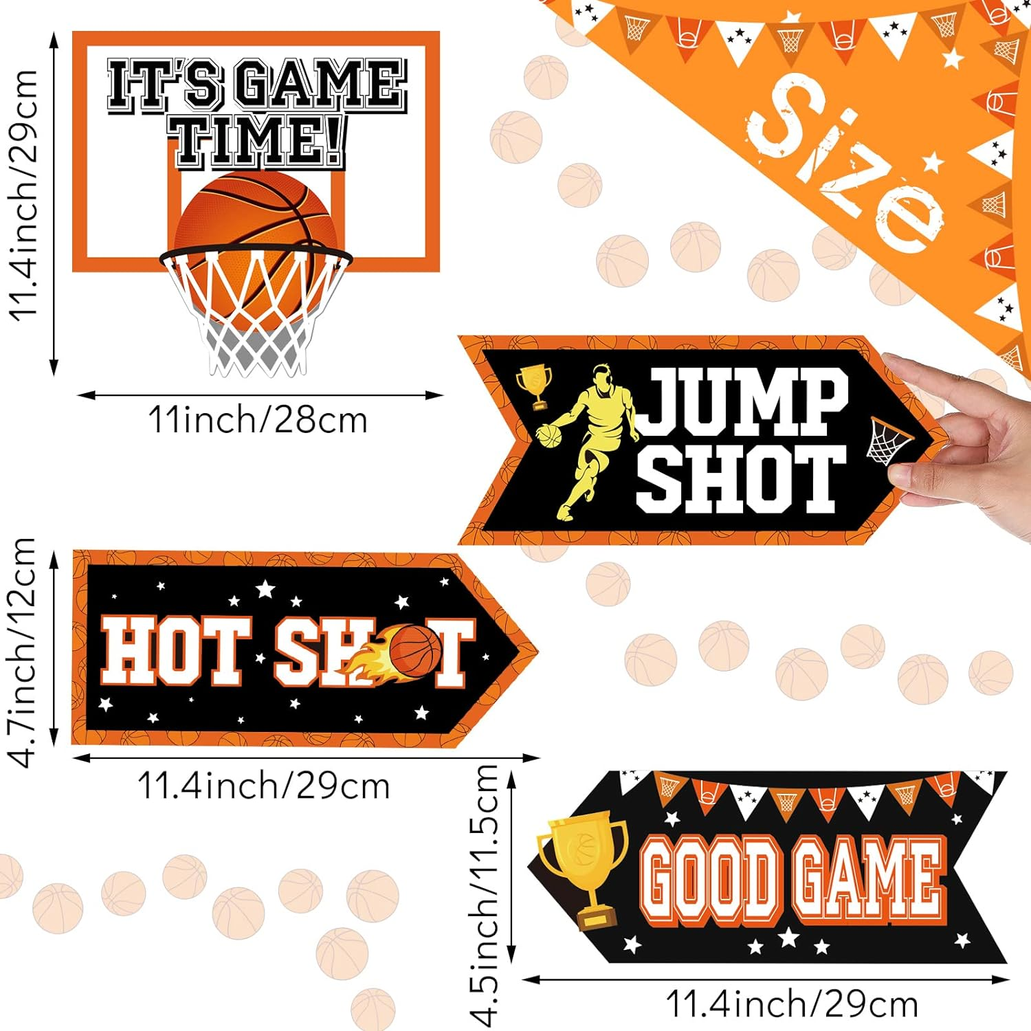 20 Pieces Basketball Decoration Basketball Party Sign Sport Themed Paper Basketball Sign Basketball Party Decoration Basketball Decoration for Party Wall Cutout Decoration image number 5