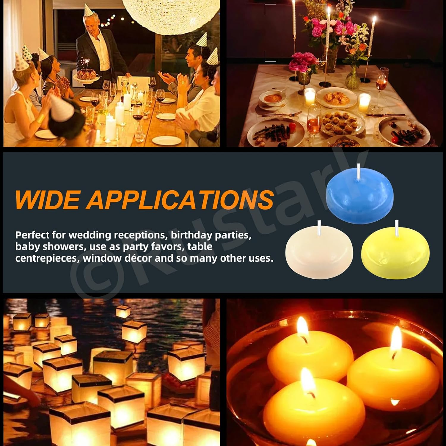 18Pcs Colorful Floating Disc Candles Set Unscented Float Candle Dripless Wax Burning Floating Candles Flameless Floating Candles for Wedding Party Anniversaries Home Decoration