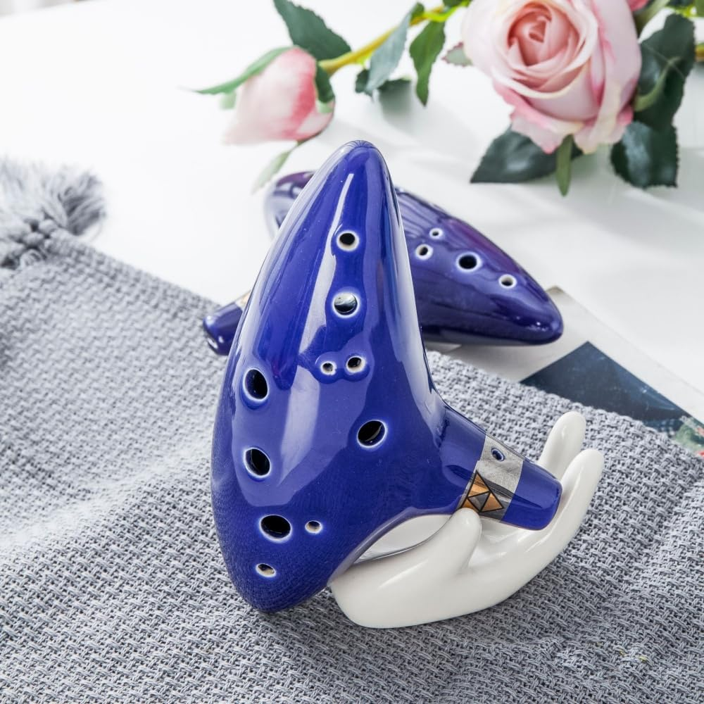 Ocarina Instrument 12 Hole Alto C Ceramic Ocarina with Songbook Bag Display Stand,Musical Instrument Kids Adults image number 1