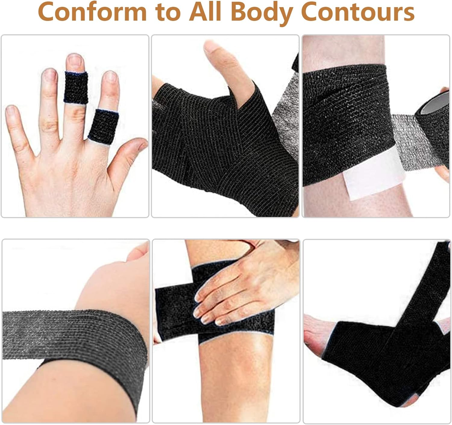 Cohesive Bandage Valuehall 12 Rolls Non-Woven Elastic Bandage Breathable Cohesive Wrap Bandage Waterproof Self Adhesive Bandage First Aid Tape Vet Wrap for Relieve Swelling and Pain V3C09 image number 3