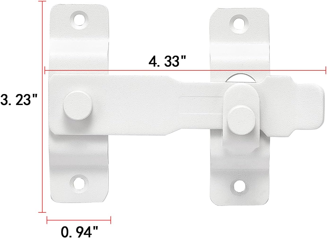 2 Packs Barn Door Latches，4.33&rdquo;X 3.23&rdquo; Matte White Stainless Steel Barn Gate Flip Door Latch Bi-Fold Door Lock,Sliding Door Antique Lock Gate Latches Wine Cabinet Closet Door Latches - Matte White_2 Pack image number 2
