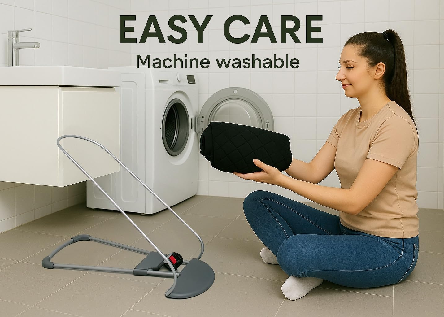 Fabric Seat for Bouncer - Compatible with Baby Bjorn Bouncer - Dense, Wear-Resistant, Skin-Friendly Cotton - Replacement Covers ONLY, Charcoal Black (Charcoal Black) image number 2