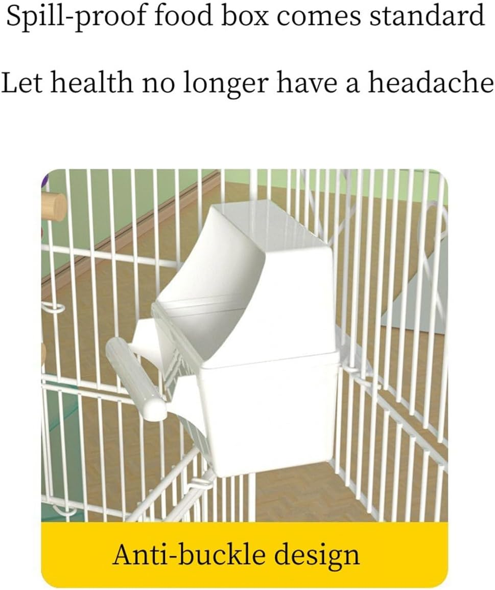 Bird Cage, 3 Perches Small and Medium-Sized, Aviary Parrot Budgie Finch Canary Wheels, Black Slide-Out Removable Tray image number 2