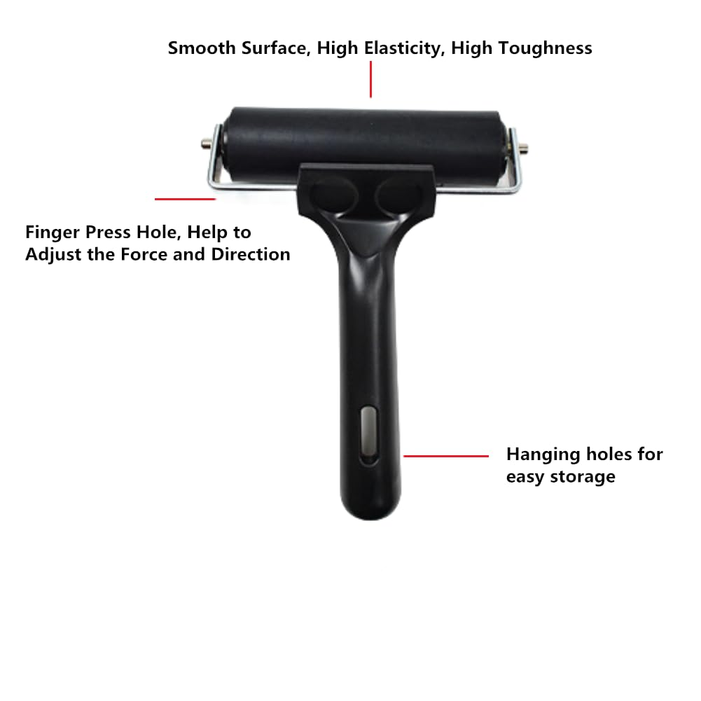 3 Pack Soft Rubber Brayer, Rubber Glue Roller for Printmaking Ink Paint Block Stamping Gluing Wallpaper and Arts & Crafts(2.4 Inch and 4 Inch) image number 6