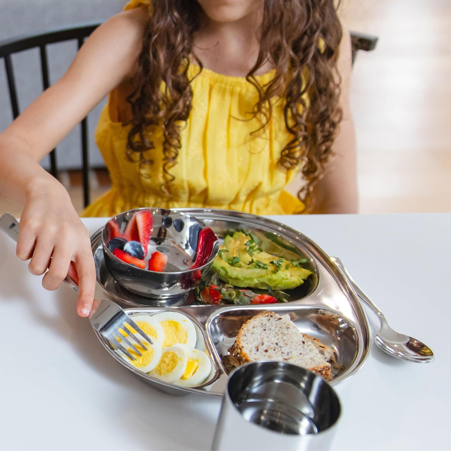 Ahimsa Stainless Steel Kids Utensils - Kids Fork and Spoon Set, Pediatrician Designed Toddler Silverware Set, 100% BPA Free & Dishwasher Safe (Classic) image number 5