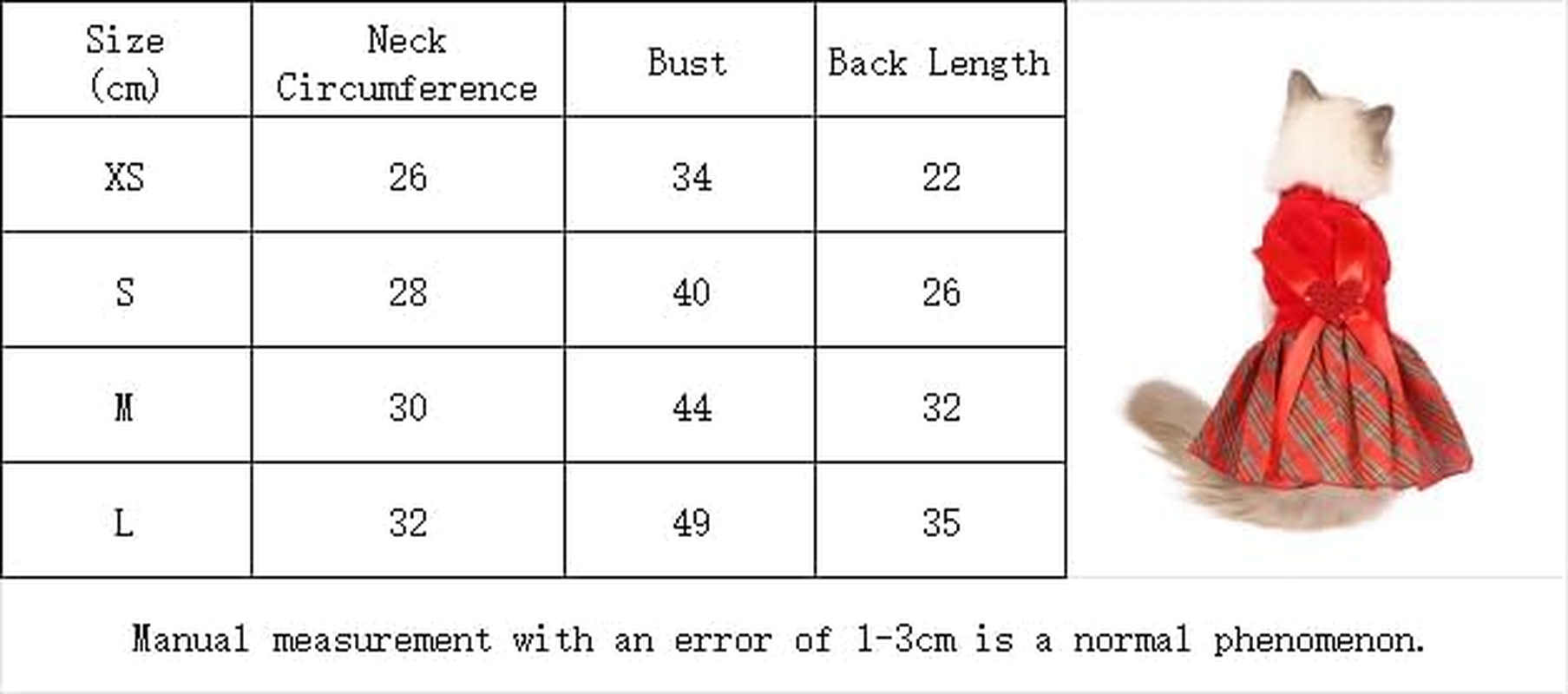 Bow-Knot Christmas Pet Costume Plaid Skirt Dog Clothes Santa Dress (Red, XS) image number 5