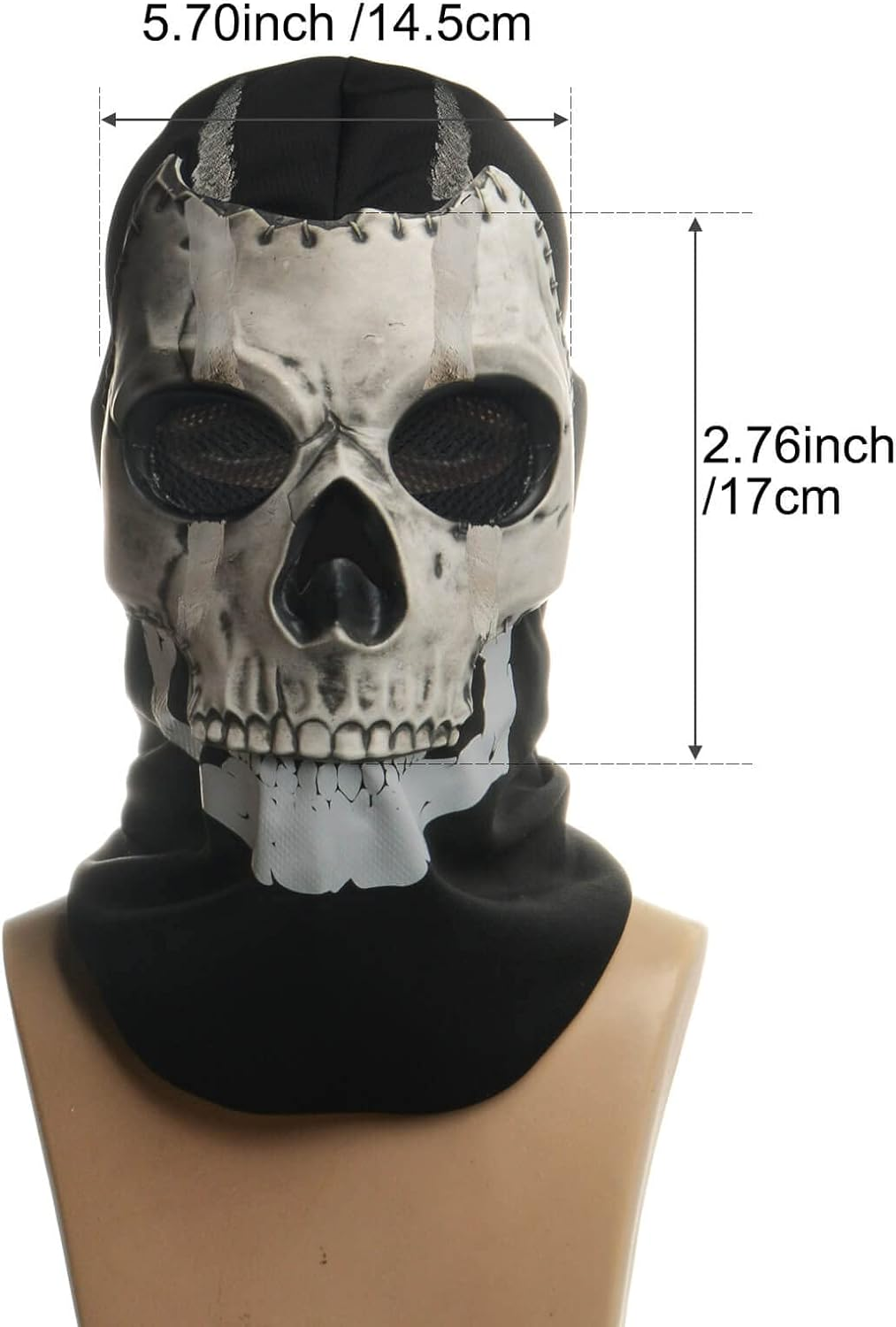 PARTYGEARS COD Ghost Mask Skull Full Face Mask MW2 Cosplay Costume Mask for Sport Halloween Cosplay Black PG232131 image number 4