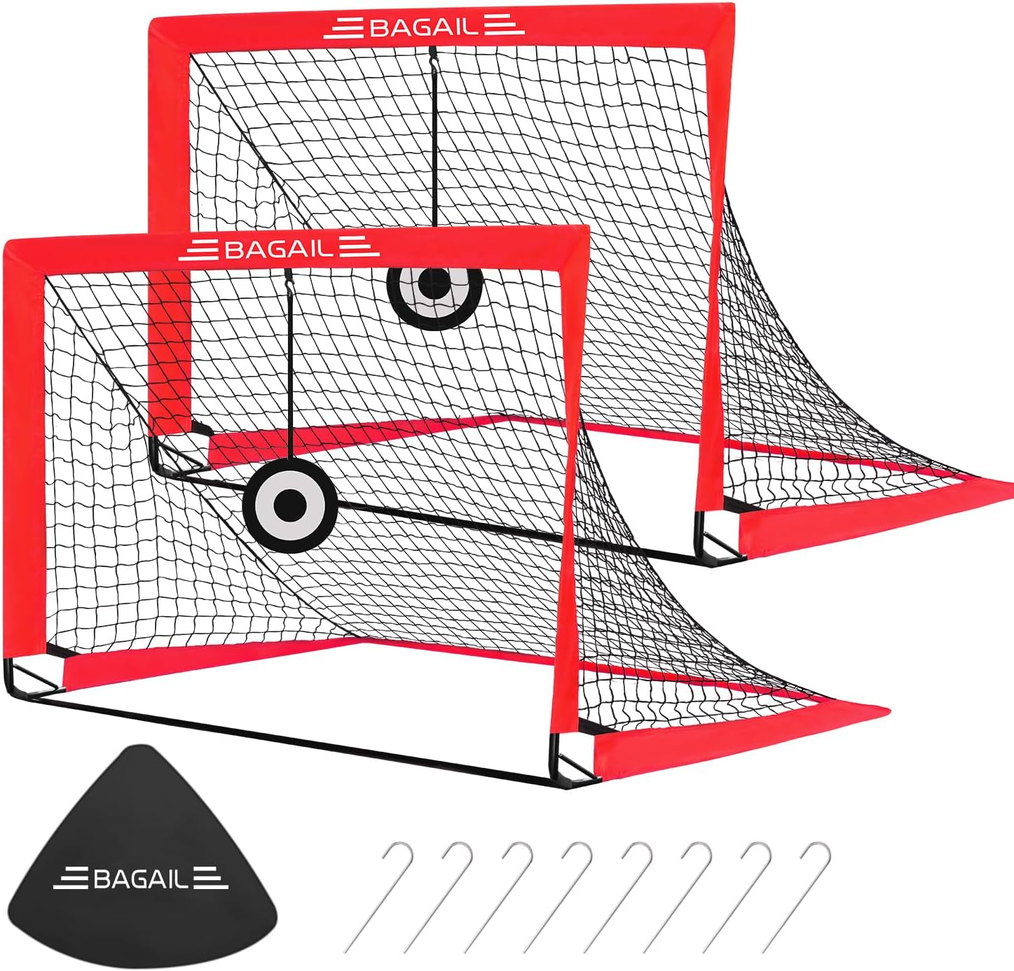BAGAIL Football Goal, Pop up Football Net with Goal, Pegs and Portable Carry Bag, Easy to Assemble, Ideal for Garden Training and Leisure Games