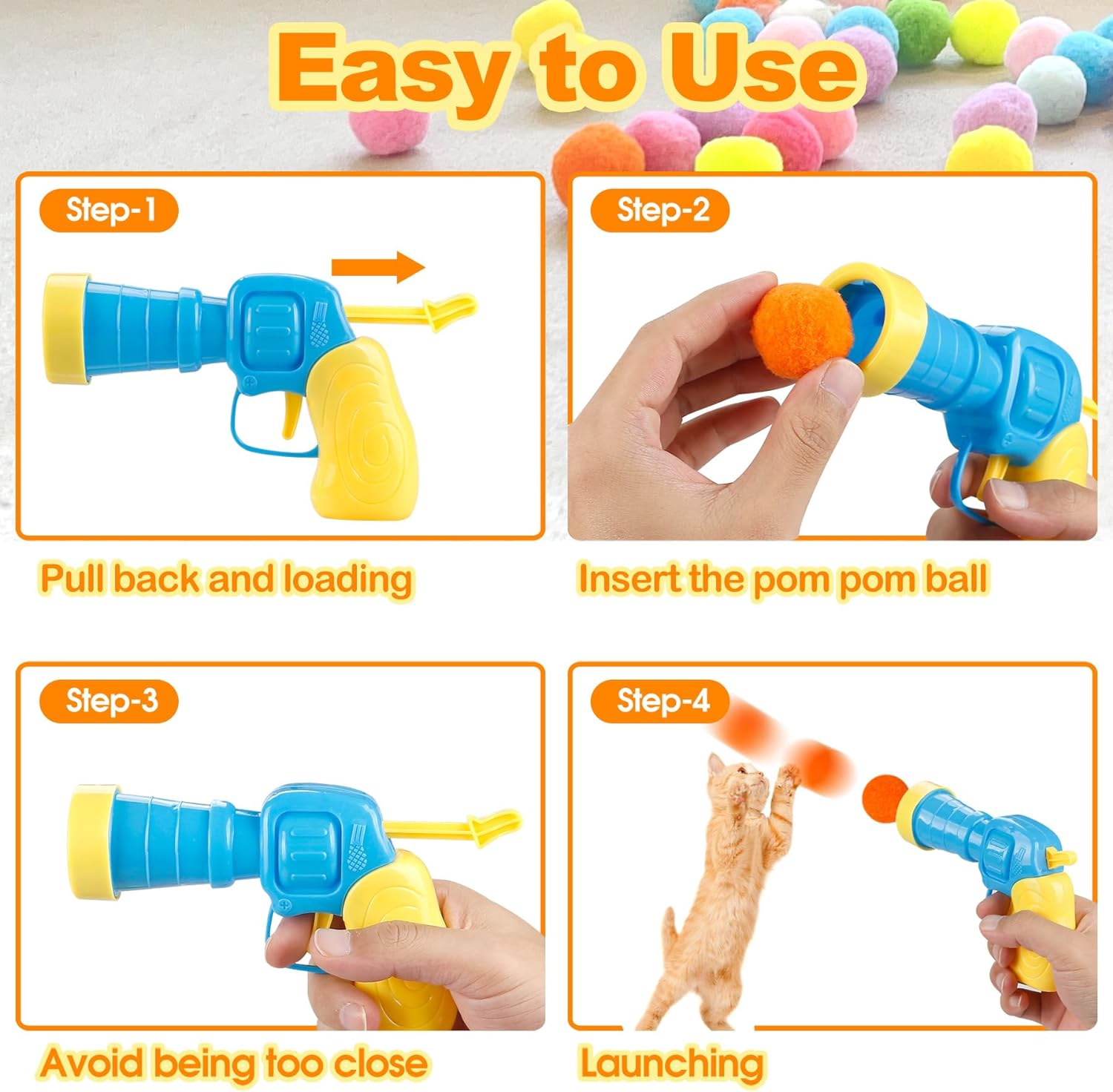 31Pcs Cat Ball Toy Launcher Gun, Cat Balls Fetch Toy, 30Pcs Plush Fuzzy Balls Launcher Cat Toy for Cats with 1 Gun, Funny Interactive Cat Toys for Bored Indoor Adult Cats, Cute Kitten Kitty Toys image number 6