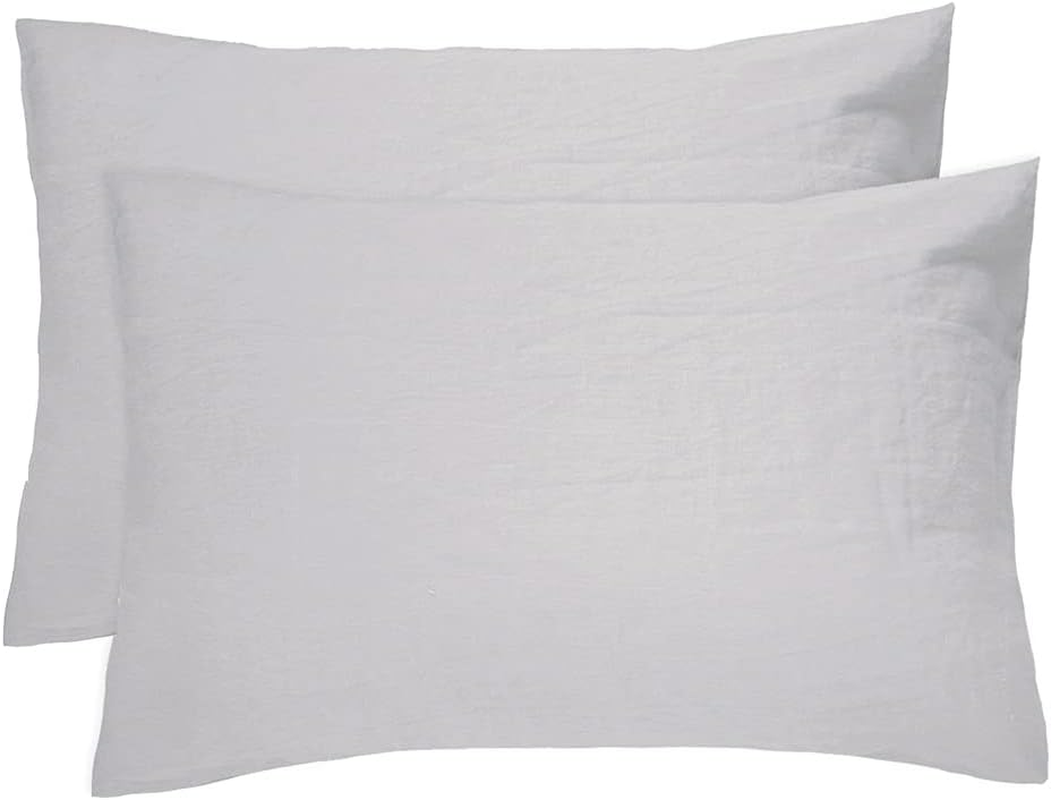 Bambury French Flax Linen Pillowcases Pair, Silver
