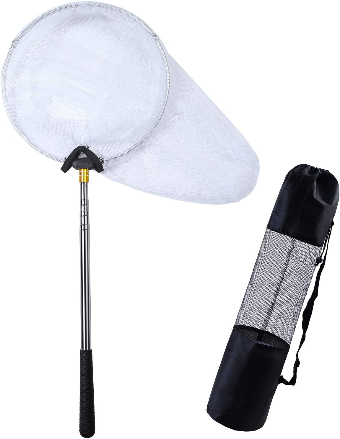 Elcoho Telescopic Butterfly Nets Stainless Steel Kids Bug Net Outdoor Tools Insects Fishing Net with Storage Bag Extendable from 15 Inches to 59 Inches White image number 6