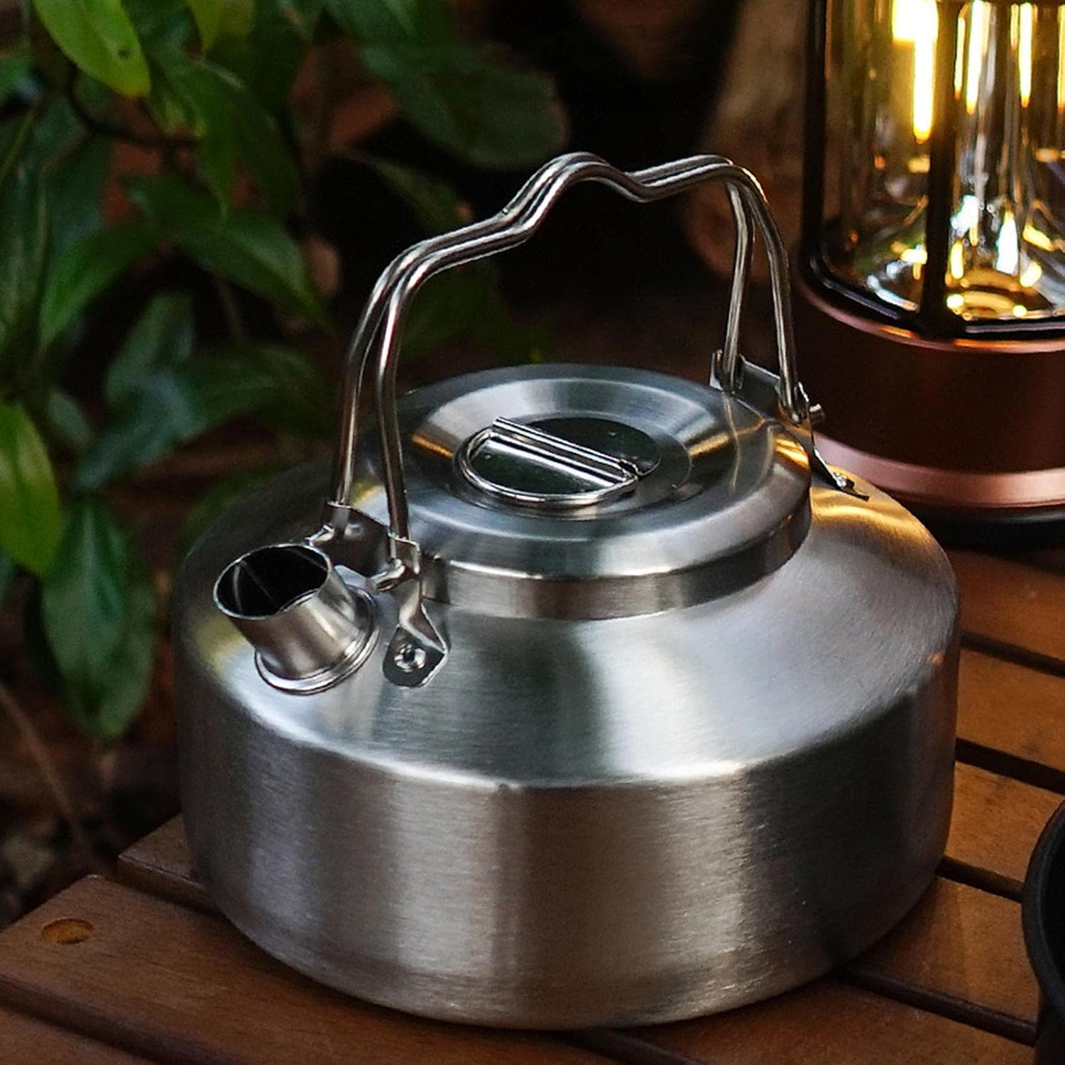 Amagogo Camping Kettle Tea Kettle Small for Open Fire Double anti Scald Handle Lightweight Outdoor Kettle Camp Tea Coffee Pot for Backpacking Hiking image number 2