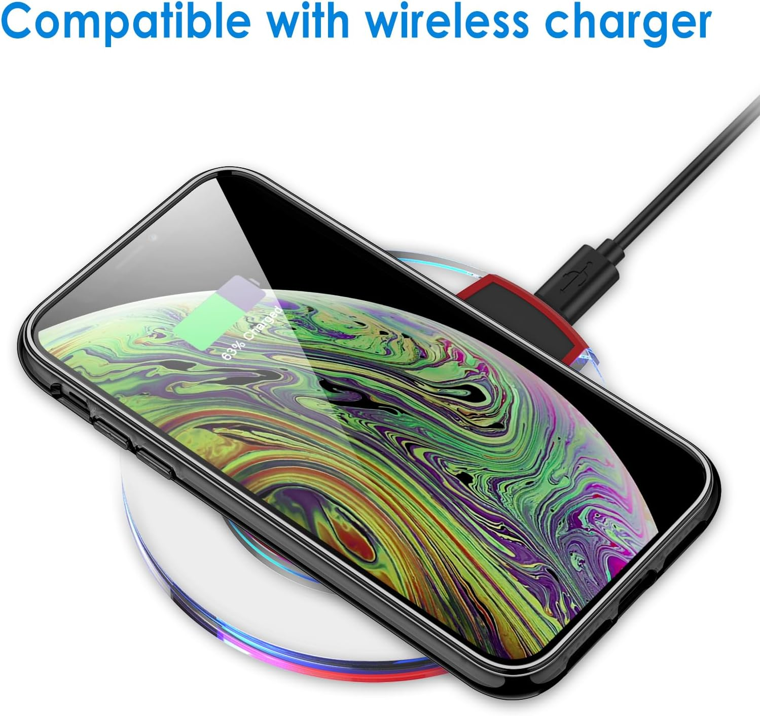 Jetech Case for Iphone Xs Max 6.5-Inch, Non-Yellowing Shockproof Phone Bumper Cover, Anti-Scratch Clear Back (Black) image number 2