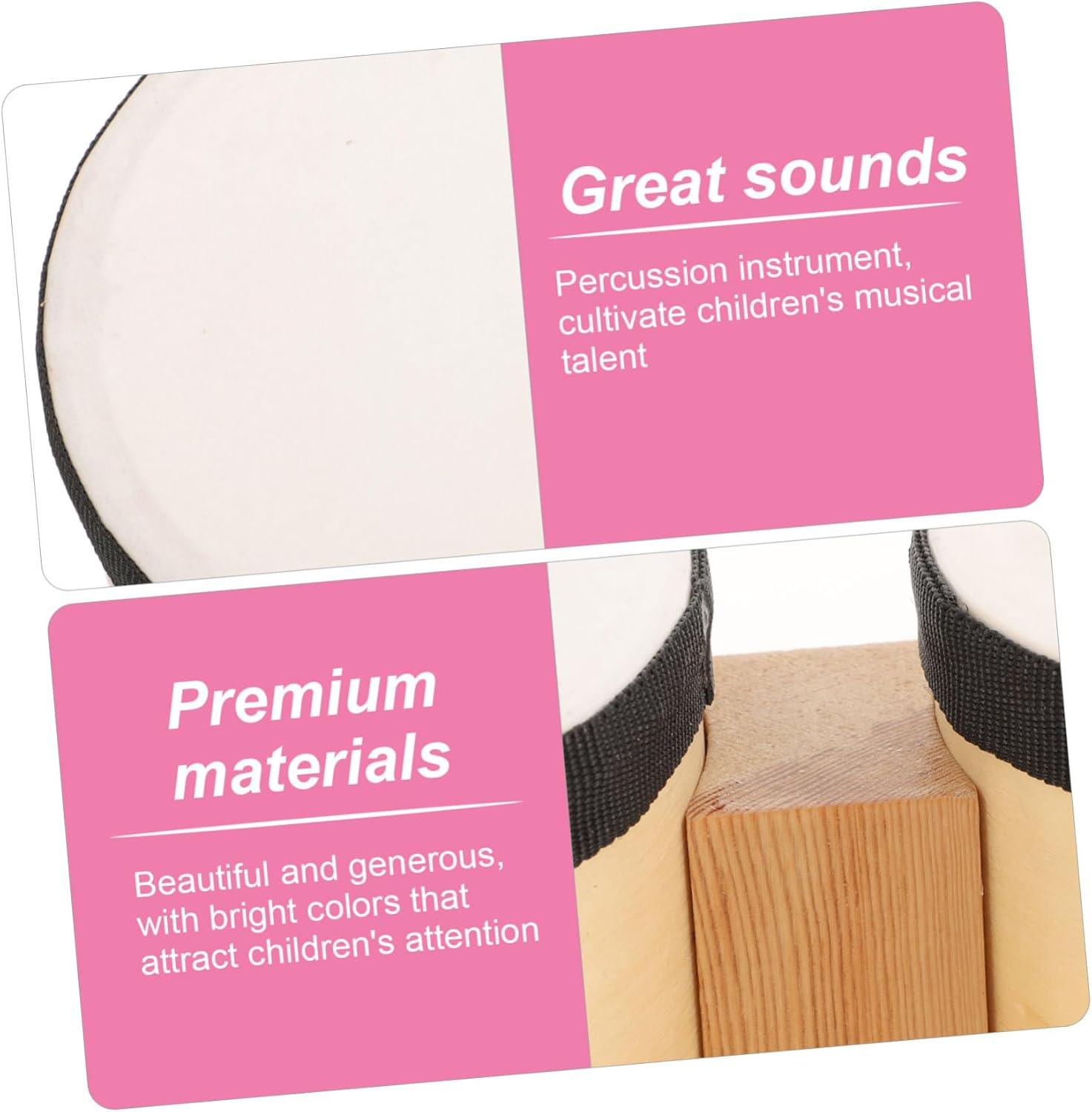 Generic Bongos Drum Set for Beginners 4-Inch and 5-Inch Handcrafted Percussion Instruments Music Toys for Adults Tuning Wrench image number 4