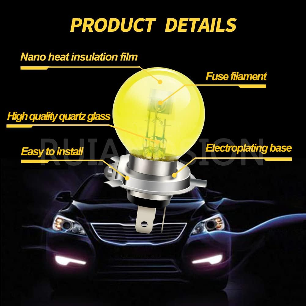 Ruiandsion P43T H4 Halogen Bulb 6V Headlight 45/40W 6 Volt Yellow Car Motorcycle Headlamp image number 5