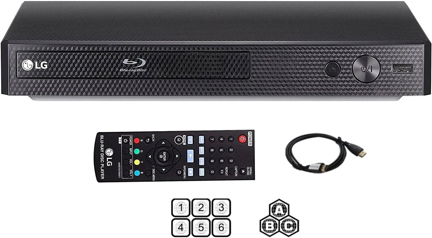 LG BP Region Free Blu-Ray Player, Multi Region 110-240 Volts, Dynastar 6 Foot HDMI Bundle image number 2