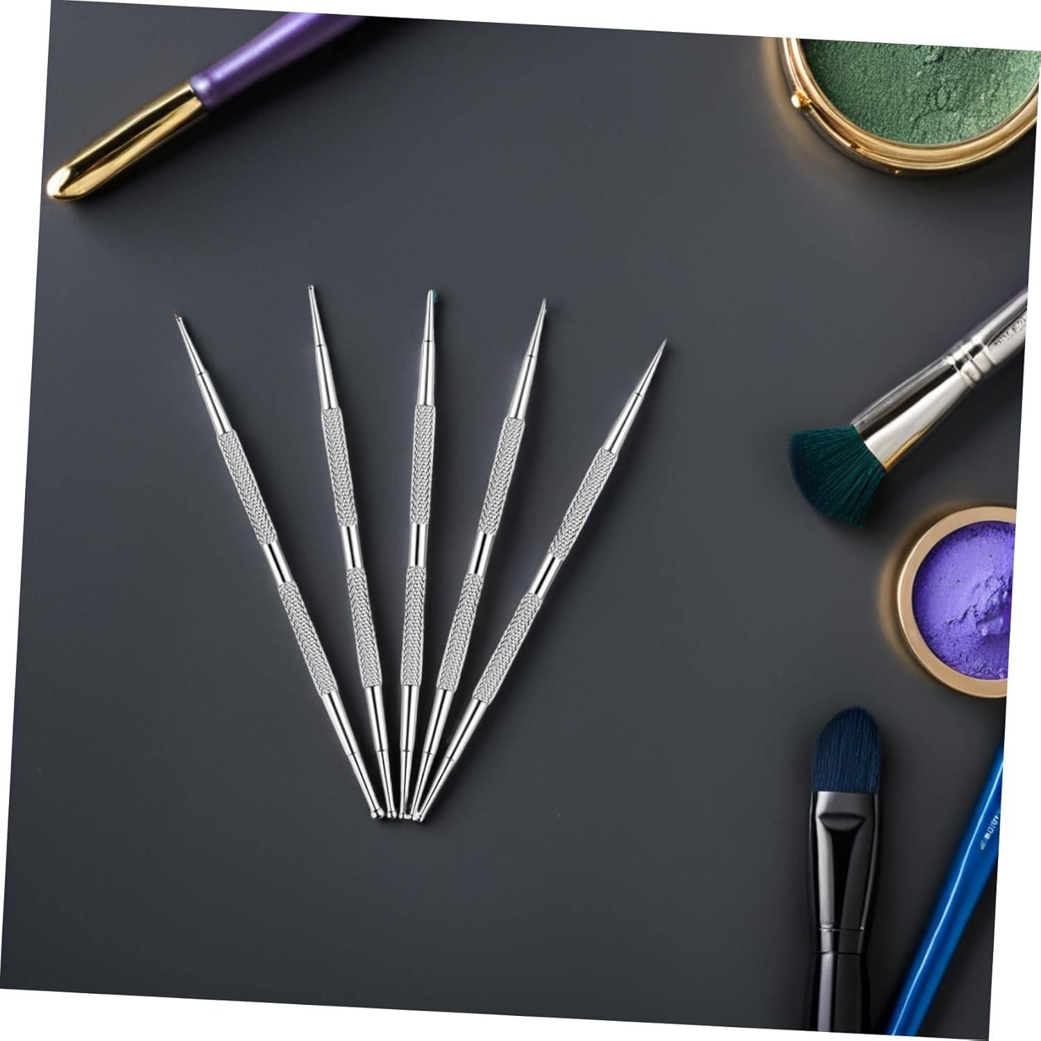 5PCS Dual Ended Stainless Steel Nail Dotting Pen Set for Rhinestones Picker and Dot Painting Multifunctional Manicure Tools for DIY Nail Art Embossing and Gradient Salon Designs At image number 4