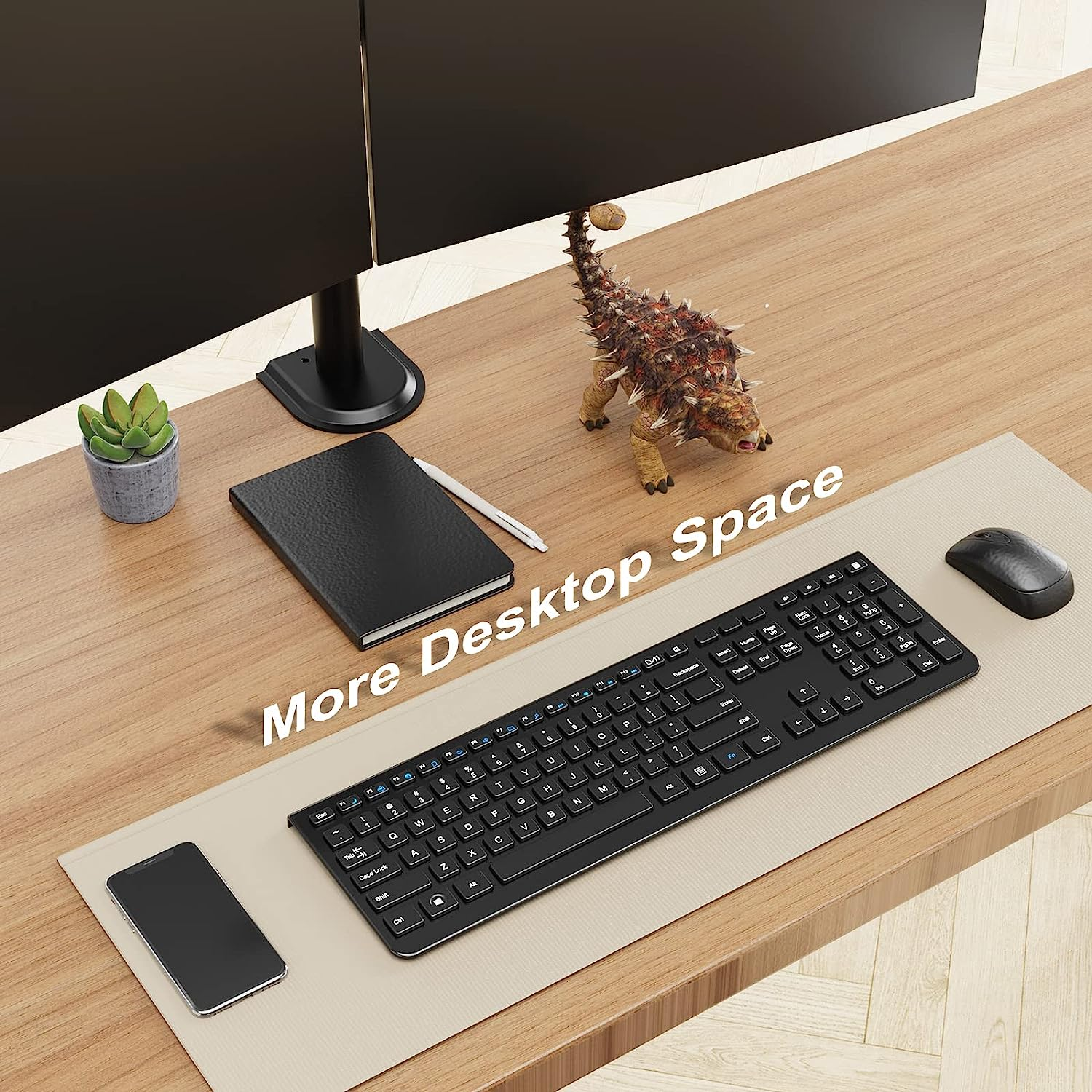 PUTORSEN Monitor Bracket 3 Monitors for 13-32 Inch Flat & Curved Screen, 80 Cm Rod Monitor Table Mount Swivelling Tilting Height Adjustable, 9 Kg per Arm, VESA 75 X 75/100 X 100, Black