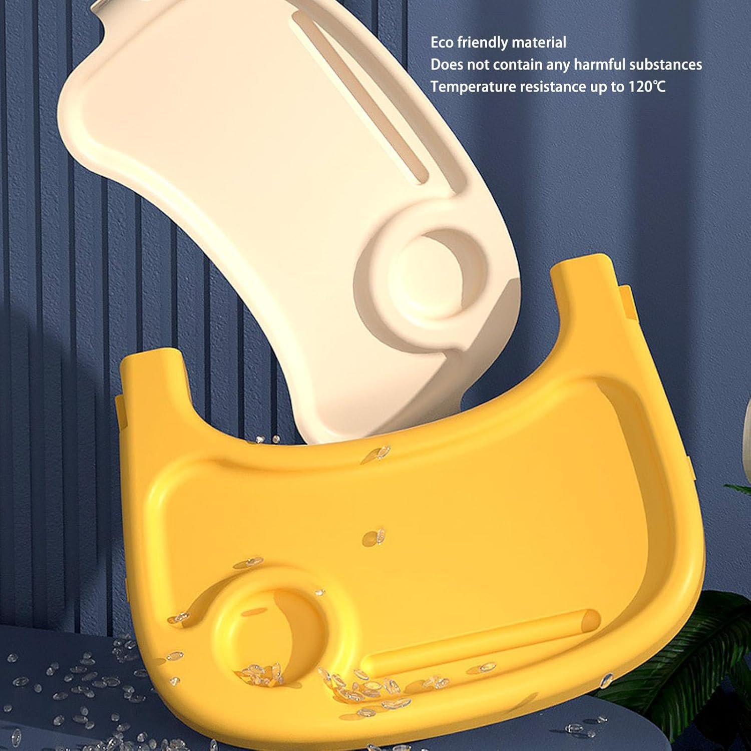 Baby High Chair, 4 Wheels Portable Infant Dining Chair with Adjustable Backrest Footrest, Feeding Highchair with One Step Brake, Flip up Armrests, Double Tray, 5-Point Safety Belt