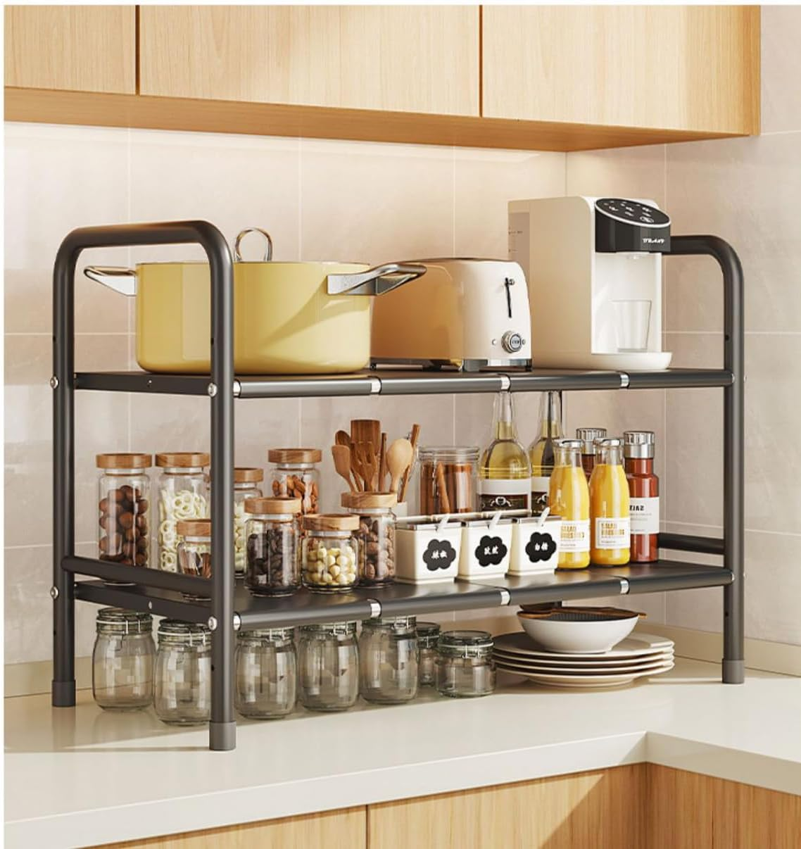 Kitchen Organisers, 1 Tier Kitchen Storage Shelf,Under Sink Organizer,Spice Rack, Expandable under Counter Storage Organizer under Sink Storage for Kitchen Bathroom (1 Tier) image number 2