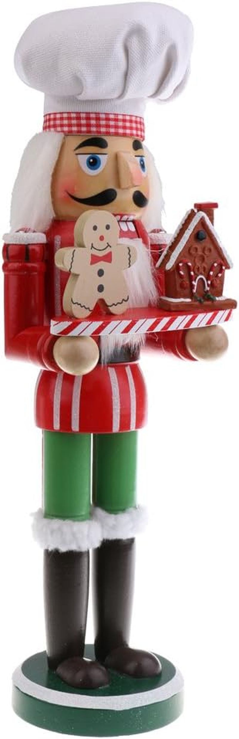 36CM Wooden Hand Painted Cook with Tray Nutcracker Christmas Decorative Ornament Gifts