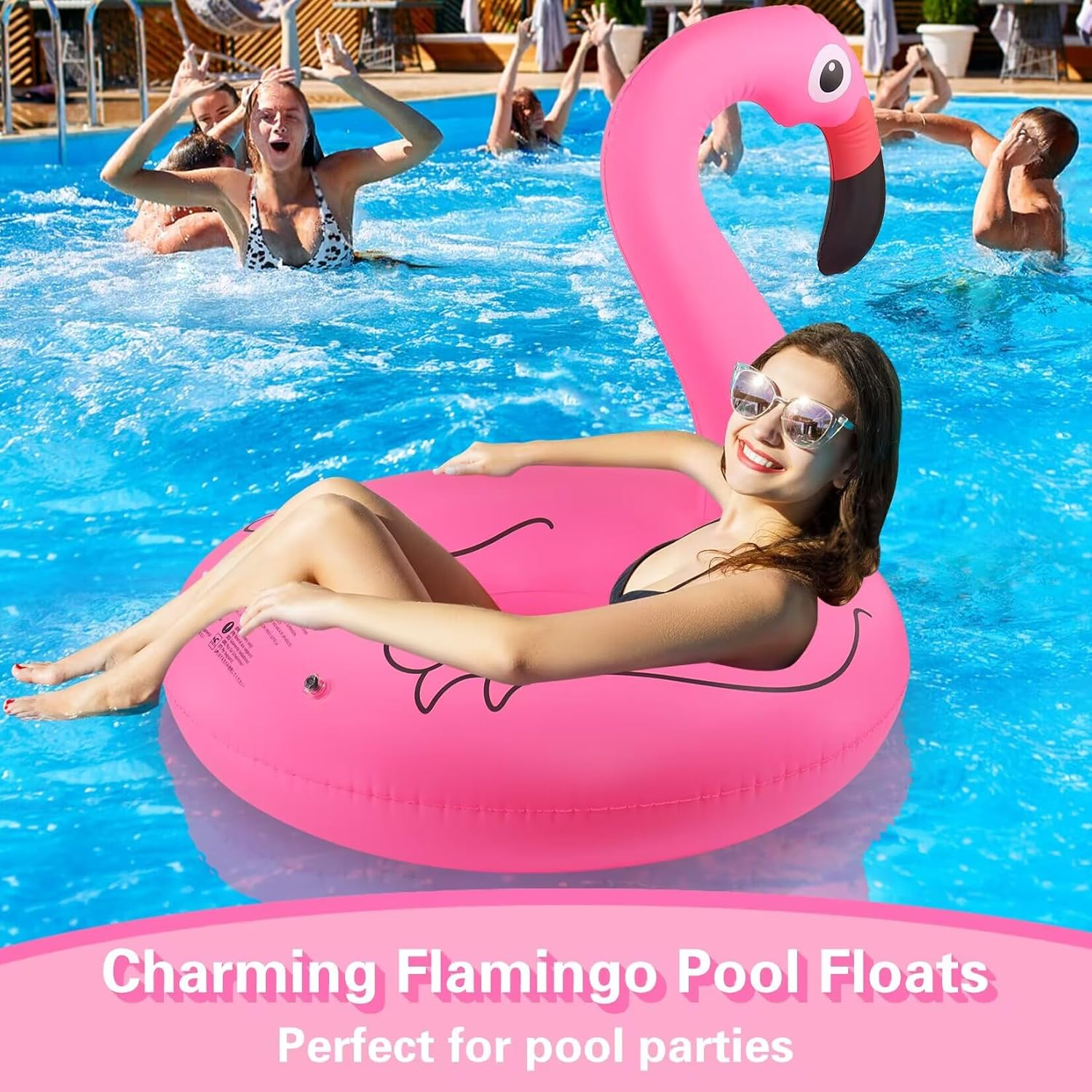 Inflatable Pool Floats, Pool Tubes Swim Ring Pink Pool Float, 42'' Large Pool Float, Pool Inner Tube Beach Floats for Adults, Blow up Floaties Water Floaties Pool Raft Lounger Lake - Pink image number 5