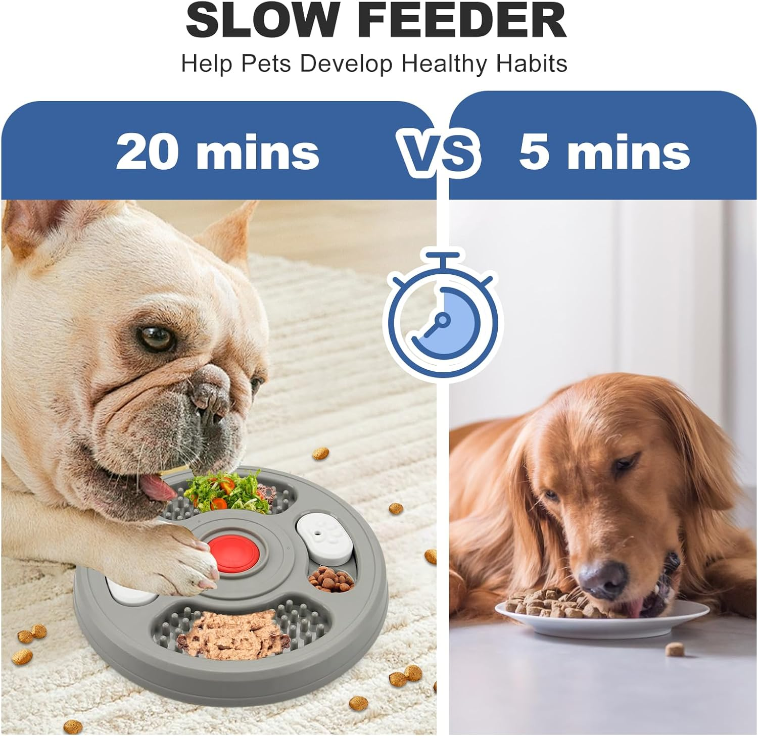 Joyfia Dog Puzzle Toys, Licking Mat Slow Feeder for Dogs Cats, Food Treats Feeder for IQ Training, Anxiety Relief, Peanut Butter Lick Pad for Bathing, Grooming, Slow Feeder Dog Bowl for All Breeds