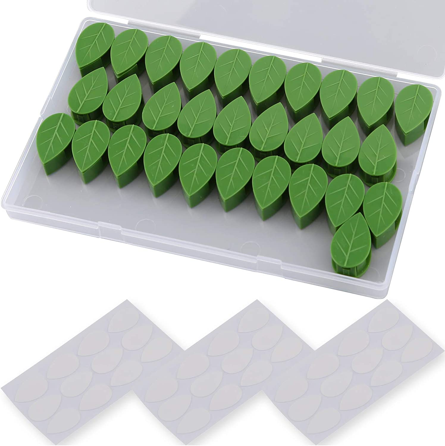SAVITA 30PCS Plant Climbing Wall Fixture Clips Self-Adhesive Plant Wall Fixer Clip Invisible Leaf Shaped Vines Holder for Home Decoration and Wire Fixing Cable Organizer image number 1