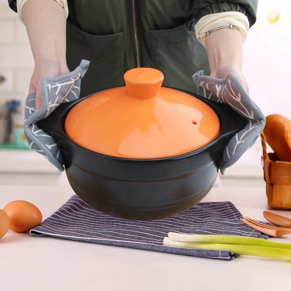 4 Pieces Extra Large Cotton Pot Holders and Oven Gloves Set, Heat Resistant Square Handles, Ideal for Cooking, Baking and Kitchen Use image number 1