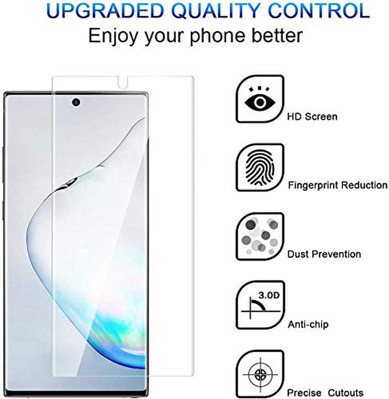 T Tersely Screen Protector for Samsung Galaxy Note 10+ / 5G, [2 Pack] Full Cover Support Fingerprint Unlock, HYDROGEL Aqua Screen Protector Curved for Samsung Note 10 plus (Pro) [Case Friendly] image number 2
