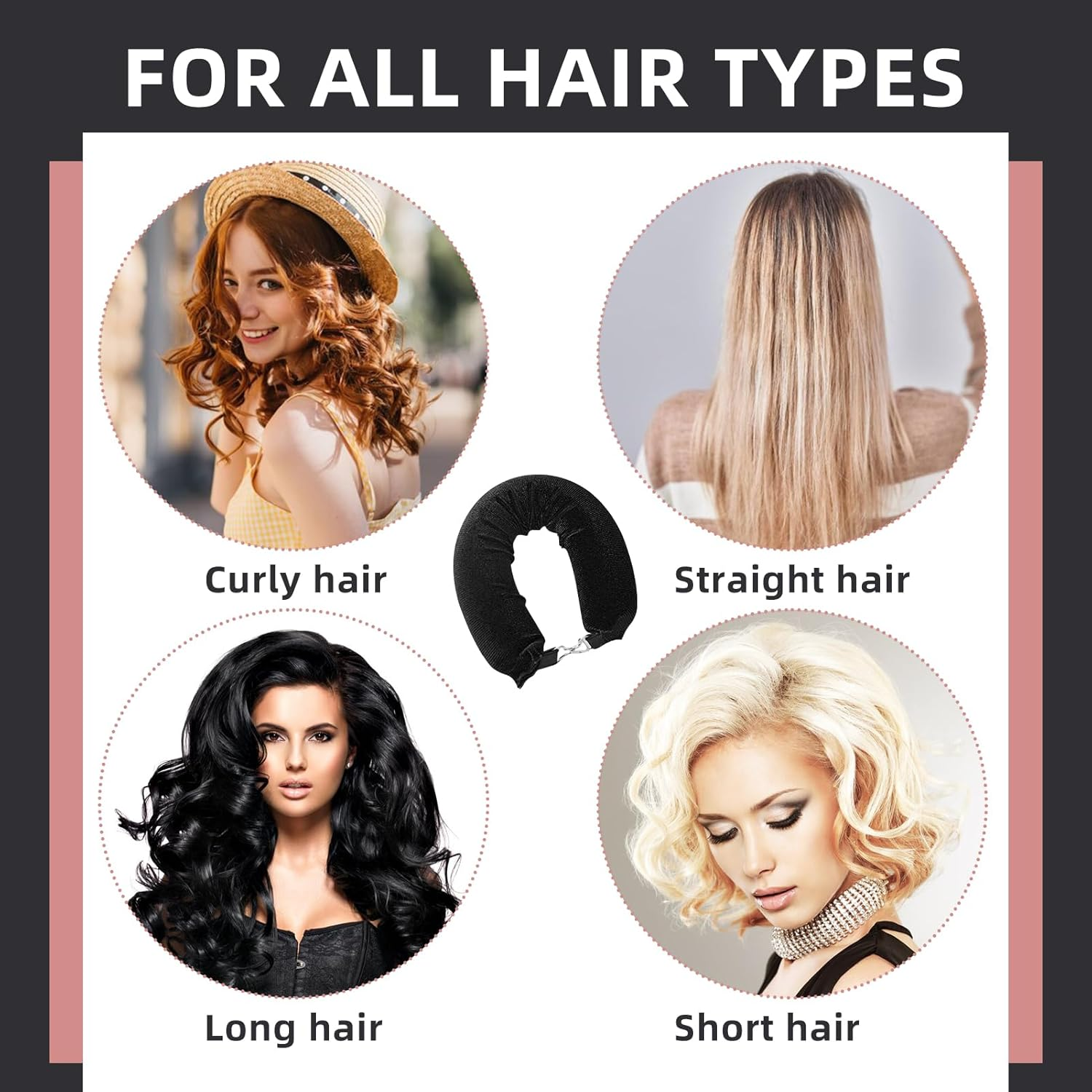 Overnight Curlers, 3 Pieces Soft Velvet Heatless Curls Band, Hair Curler No Heat, Overnight Curls, Curls without Heat for Long Short Hair, Straight or Curly Hair (Black) image number 3