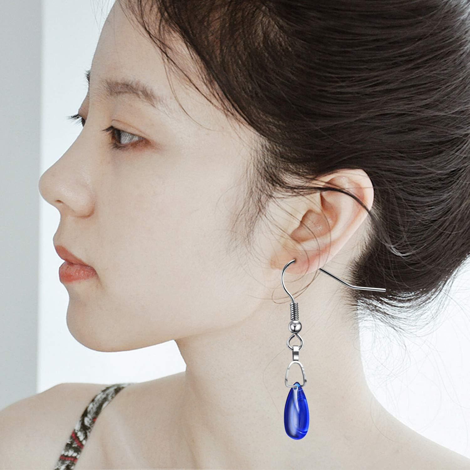 Hypoallergenic Earring Hooks,50Pcs Stainless Steel French Earring Hooks Wire Ear Ball Hooks with Pendant Clasp for Jewelry Earring Making Crafts Diy,Silver image number 3