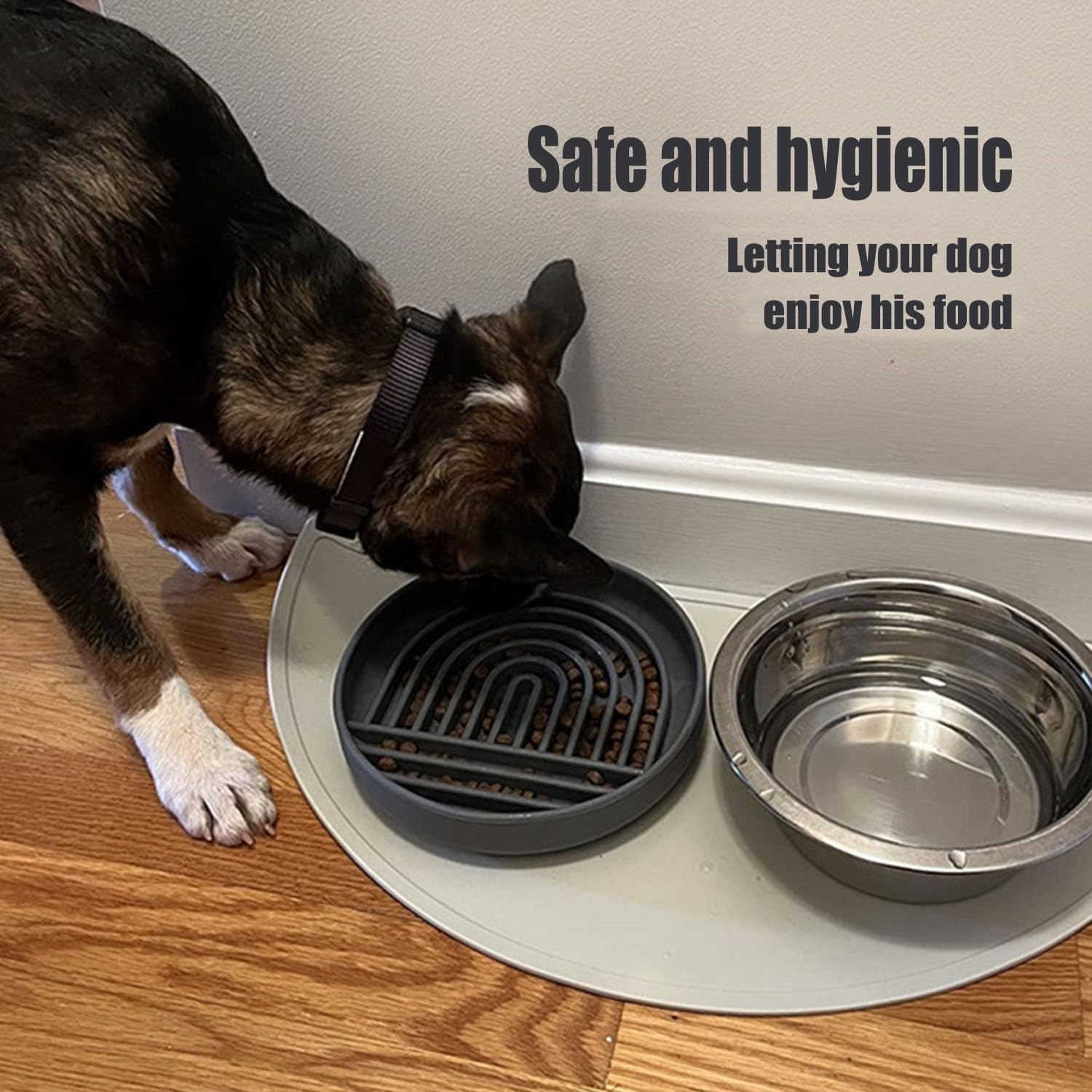 Slow Feeder Dog Bowls, Silicon Dog Bowl Slow Feeder, Non Slip Dog Slow Feeder Bowl, Cat Slow Feeder, Puzzle Silicone Dog Feeding Bowls with Suction Cups, Anti-Choking, Reduces Boredom,Anxiety image number 2