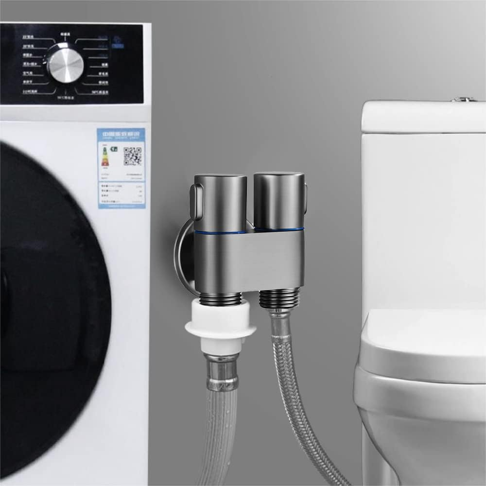 1-In-2-Out Dual Control Valve, 2023 New Double Control Mini Shower, 6.5 Feet Extra Long Hose High Pressure Bathroom Faucet Kit for Bidet and Shower (1 Pcs Grey Dual Control Valve)